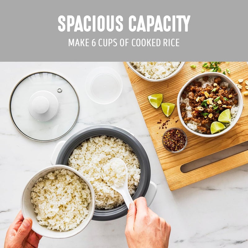 GreenLife Rice Cooker with Removable PFAS-Free Nonstick Pot, 3-Cups Uncooked/6-Cups Cooked, One-Switch Design, Auto Keep Warm Function, Soup, Grains, Oatmeal, Wood Handle, White - Image 5